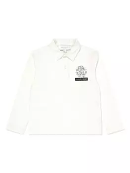 Рубашка поло с вышитым логотипом Roberto Cavalli Junior, белый