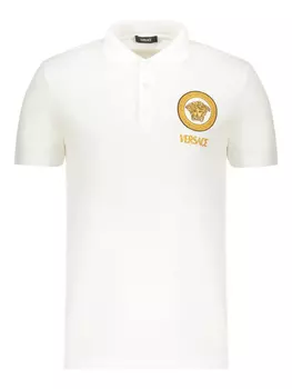 Рубашка поло с вышитым логотипом Versace, белый