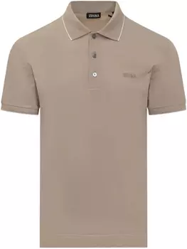Рубашка поло с вышитым логотипом Zegna, нейтральный