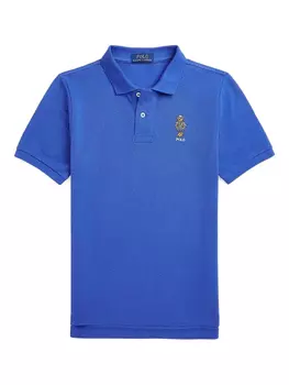Рубашка поло с вышитым медведем POLO RALPH LAUREN KIDS, синий