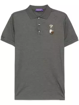 Рубашка поло с вышитым медведем Ralph Lauren Purple Label Polo, серый