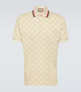 Рубашка поло с вышивкой GG Gucci, нейтральный