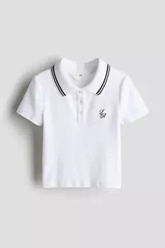 Рубашка-Поло с вышивкой H&M, белый