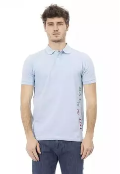 Рубашка-Поло с вышивкой и короткими рукавами Baldinini Trend, голубой