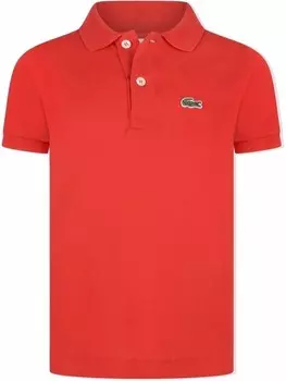 Рубашка поло с вышивкой Lacoste Kids, красный