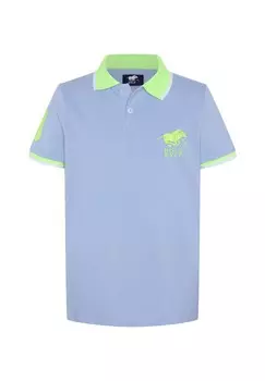 Рубашка-поло с вышивкой логотипа и контрастными акцентами POLO SYLT, цвет 16-3922 Brunnera Blue