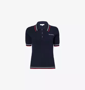 Рубашка-Поло с засечками и косичками Sporty & Rich, синий