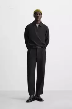 Рубашка-поло с застежкой-молнией interlock ZARA, черный
