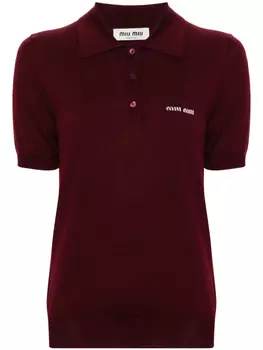 Рубашка поло с жаккардовым логотипом Miu Miu, красный