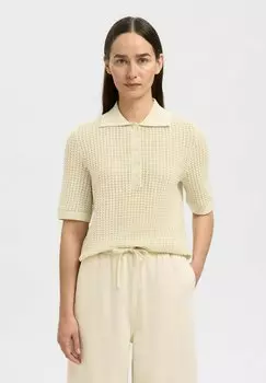 Рубашка поло Selected Femme, бежевый