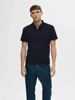 Рубашка-поло SELECTED HOMME "SLHFAVE ZIP SS POLO NOOS", цвет Sky Captain