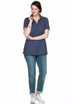 Рубашка поло Sheego, синий деним