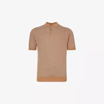 Рубашка-поло шерстяной вязки с ребристой отделкой и эластичным подолом John Smedley, серебряный