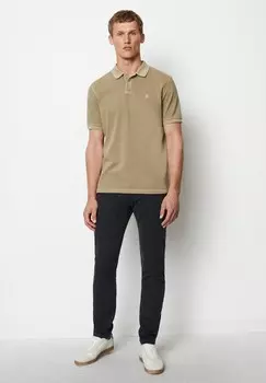 Рубашка поло SHORT SLEEVE DETAILS SLITS AT HEM EMBROIDERY Marc O'Polo, бежевый