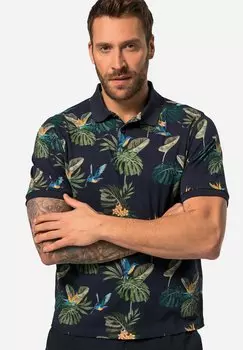 Рубашка-поло Short Sleeve Floral Print Up To 8 Xl JP1880, темно-синяя
