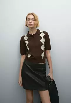 Рубашка поло SHORT SLEEVE Massimo Dutti, коричневый