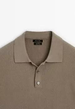 Рубашка-поло Short Sleeve Massimo Dutti, светло-коричневая