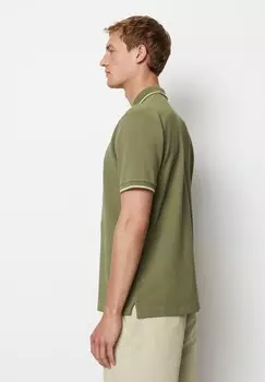 Рубашка поло SHORT SLEEVE SLITS AT SIDE EMBROIDERY ON CHEST Marc O'Polo, оливковый