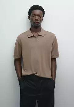 Рубашка поло SHORT SLEEVE V-NECK Massimo Dutti, коричневый