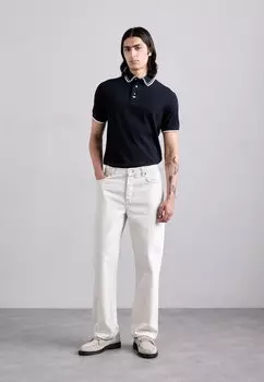 Рубашка-поло сине-темно-синего цвета Emporio Armani, темно-синий