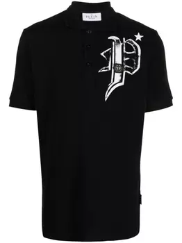 Рубашка поло Skull & Bones из джерси Philipp Plein, черный