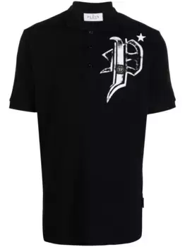 Рубашка поло Skull & Bones из джерси Philipp Plein, черный