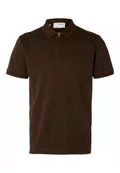 Рубашка поло SLHFAVE ZIP Selected Homme, коричневый