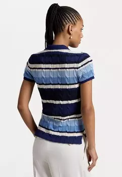 Рубашка поло SLIM FIT CABLE-KNIT POLO SHIRT Ralph Lauren, синий