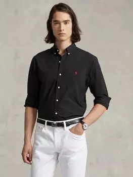 Рубашка Polo Slim Fit из эластичного поплина Ralph Lauren, черный