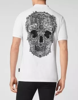 Рубашка-поло Slim Fit SS Baroque Skull Philipp Plein, белый