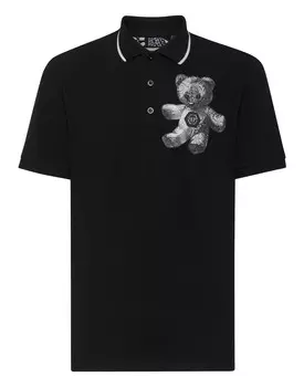 Рубашка-поло Slim Fit SS Paisley Teddy Bear Philipp Plein, цвет Black / Black