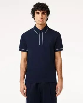 Рубашка-поло Smart Paris из эластичного хлопка с контрастной отделкой Lacoste, темно-синий