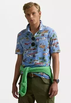 Рубашка поло STANDARD FIT BEAR LINEN-COTTON POLO Polo Ralph Lauren, светло-голубой