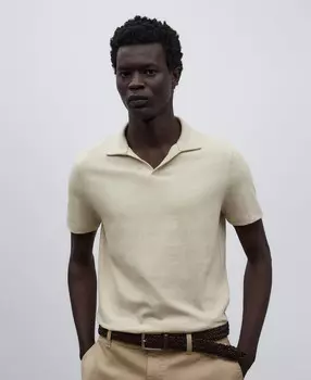 Рубашка-Поло стандартного кроя из льна и хлопка Adolfo Dominguez, серый