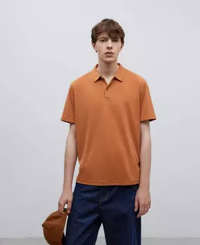 Рубашка поло стандартного кроя из модала Adolfo Dominguez, оранжевый