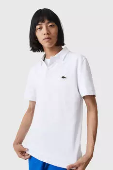 Рубашка-поло стандартного кроя из полиэстера и хлопка Lacoste, белый