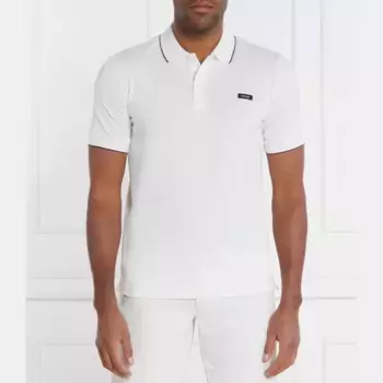 Рубашка-Поло стандартного кроя растягивать пике Calvin Klein, белый