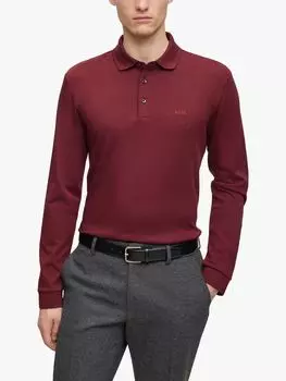 Рубашка поло стандартного кроя с длинными рукавами BOSS Pado 30 HUGO BOSS, темно-красный