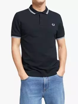 Рубашка поло стандартного кроя с двумя кончиками Fred Perry, темно-синий/белый