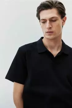 Рубашка-Поло стандартной посадки со структурой H&M, черный
