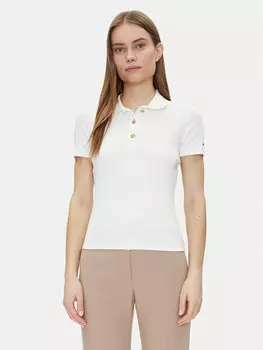 Рубашка поло стандартный крой Slim Gold Button Polo Ss WW0WW45436 Tommy Hilfiger, белый