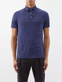 Рубашка-поло stephen из жаккардового джерси с цветочным принтом KJUS, синий