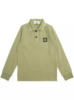 Рубашка-поло Stone Island Junior из хлопка, зеленый