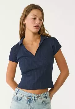 Рубашка поло Stradivarius, темно-синий