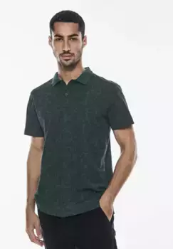 Рубашка-поло STREET ONE MEN с принтом по всей поверхности, зеленый