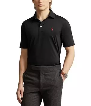Рубашка-поло стрейч с короткими рукавами Polo Ralph Lauren Big & Tall Performance, черный