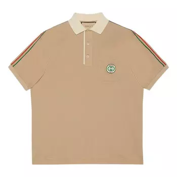 Рубашка поло stretch cotton piquet polo shirt 'beige' Gucci, бежевый