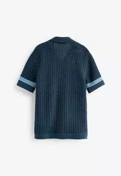 Рубашка-поло Stripe Short Sleeved Regular Fit Next, синяя