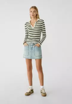 Рубашка поло STRIPED Stradivarius, бежевый