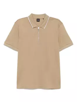 Рубашка поло Structured Zip Placket BOSS, нейтральный